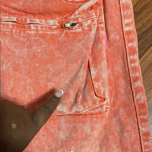 High Rise Orange Acid Wash Cargo Baggy jeans size 11 - Picture 8 of 11